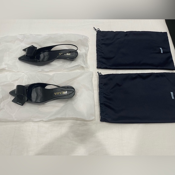 BRAND NEW PRADA SLINGBACK PUMPS WITH A UNIQUE RIBBON PATENT DESIGN!! SIZE 7.5 US - Picture 4 of 4